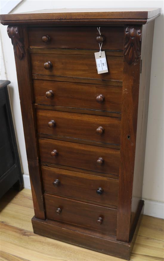 A Victorian walnut Wellington chest, H.95cm